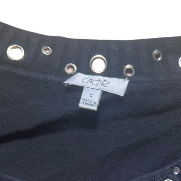 VINTAGE Y2K Bratty Caché Silk Blend Knit Sweater Glam Ring Studded Size S - Picture 2 of 6